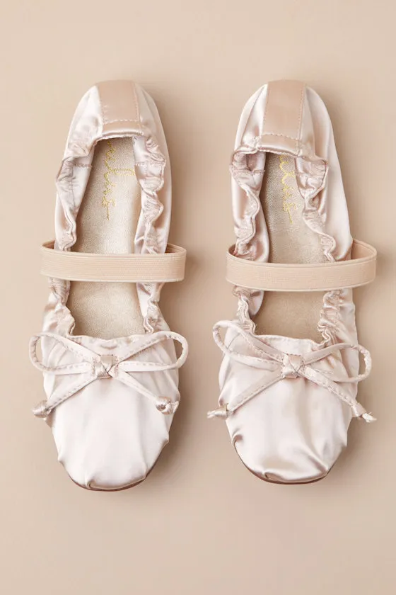 Callinda Champagne Satin Bow Ballet Flats sold by Lulus product image thumbnail 4