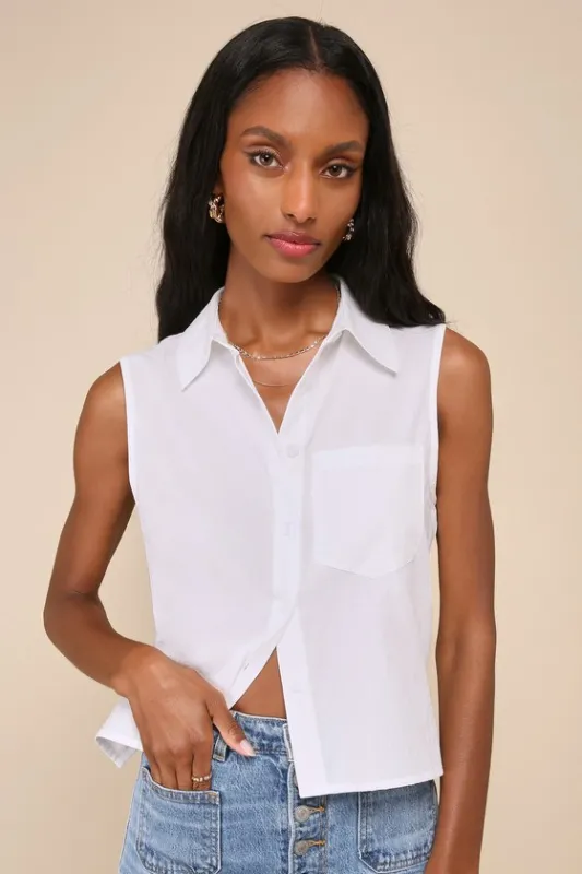Definite Chicness White Button-Up Top sold by Lulus