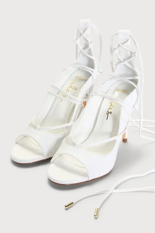 Sayela White Lace-Up High Heels made by Lulus