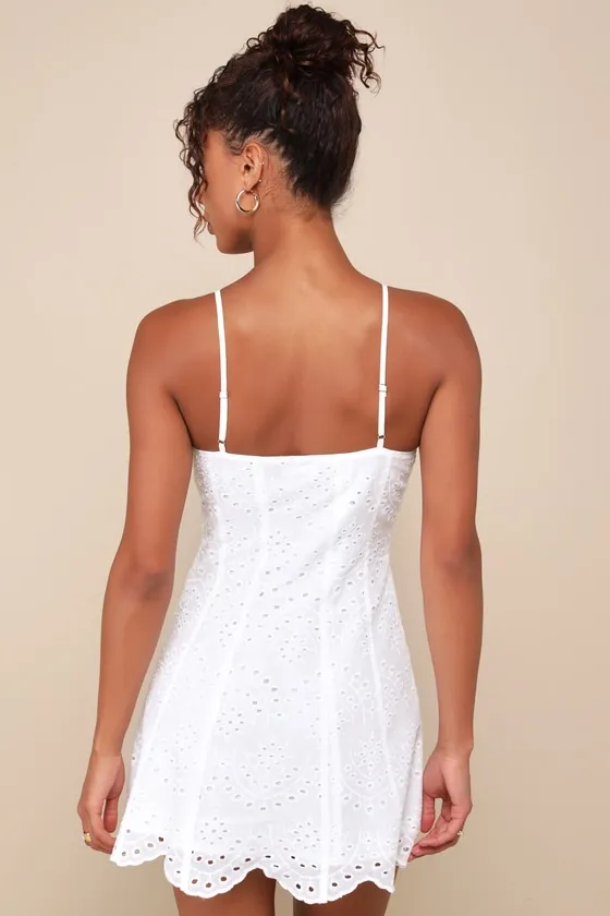 Summer Cutie White Eyelet Embroidered Sleeveless Mini Dress sold by Lulus product image thumbnail 3
