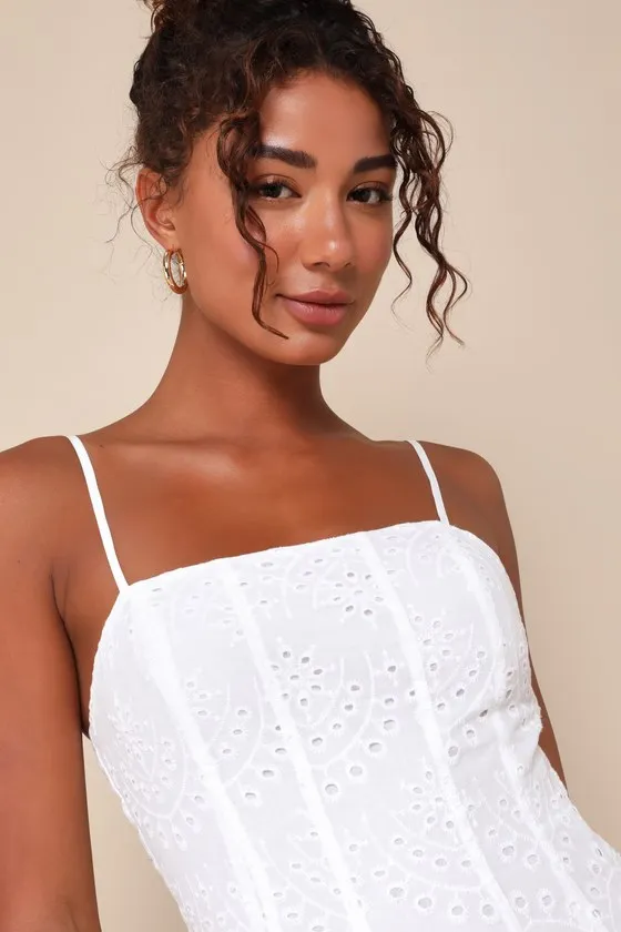 Summer Cutie White Eyelet Embroidered Sleeveless Mini Dress sold by Lulus product image thumbnail 4