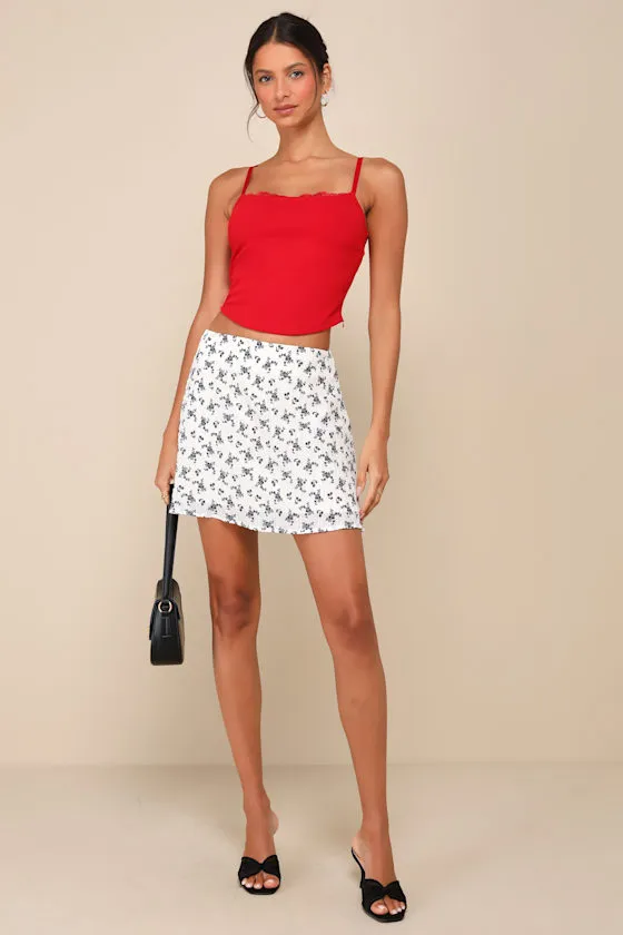 Flirty Sweetness Red Lace Cropped Cami Top sold by Lulus product image thumbnail 2