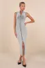 Confident Moves Light Grey Marled Zip-Front Midi Sweater Dress sold by Lulus