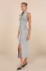 Confident Moves Light Grey Marled Zip-Front Midi Sweater Dress sold by Lulus