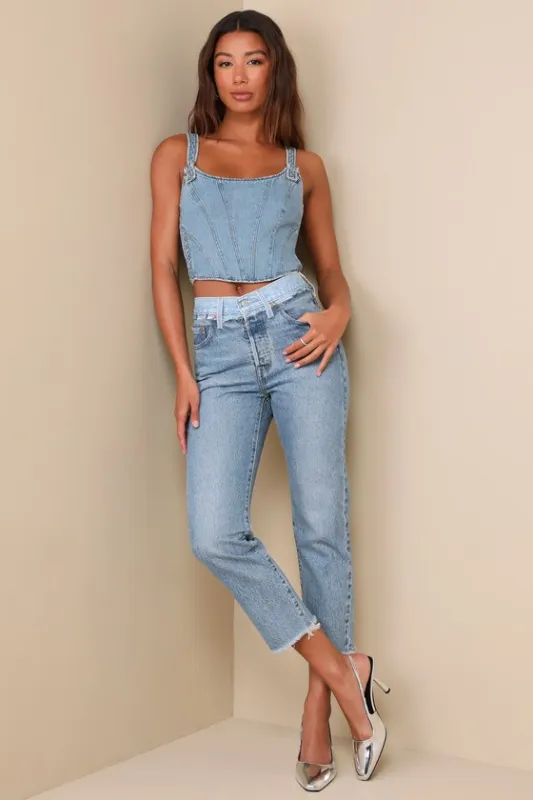 501 Split Hem Medium Wash High-Rise Cropped Jeans sold by Lulus