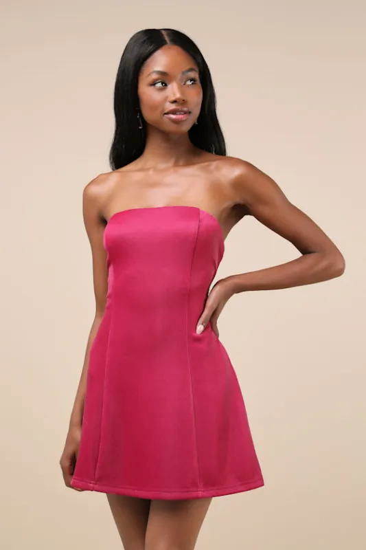 Stunning Reputation Shiny Magenta Mini Dress With Pockets sold by Lulus