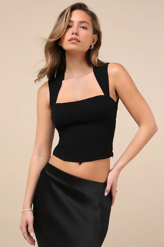 Flirtatious Charisma Black Heart Cutout Sleeveless Crop Top sold by Lulus product image thumbnail 2