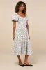 Sincerely Captivating Ivory Floral Puff Sleeve Midi Dress sold by Lulus