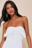 Gleaming Delight White Strapless Pearl Bow Wide-Leg Jumpsuit sold by Lulus