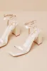 Akrisna Champagne Satin Ankle Strap High Heel Sandals sold by Lulus