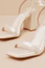 Akrisna Champagne Satin Ankle Strap High Heel Sandals sold by Lulus