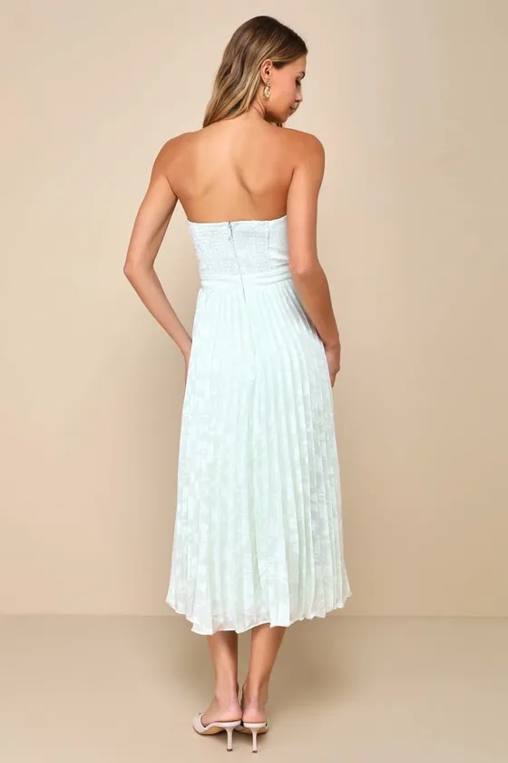 Perfectly Stunning Mint Green Jacquard Strapless Midi Dress sold by Lulus product image thumbnail 2