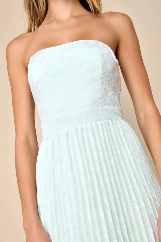 Perfectly Stunning Mint Green Jacquard Strapless Midi Dress sold by Lulus product image thumbnail 3