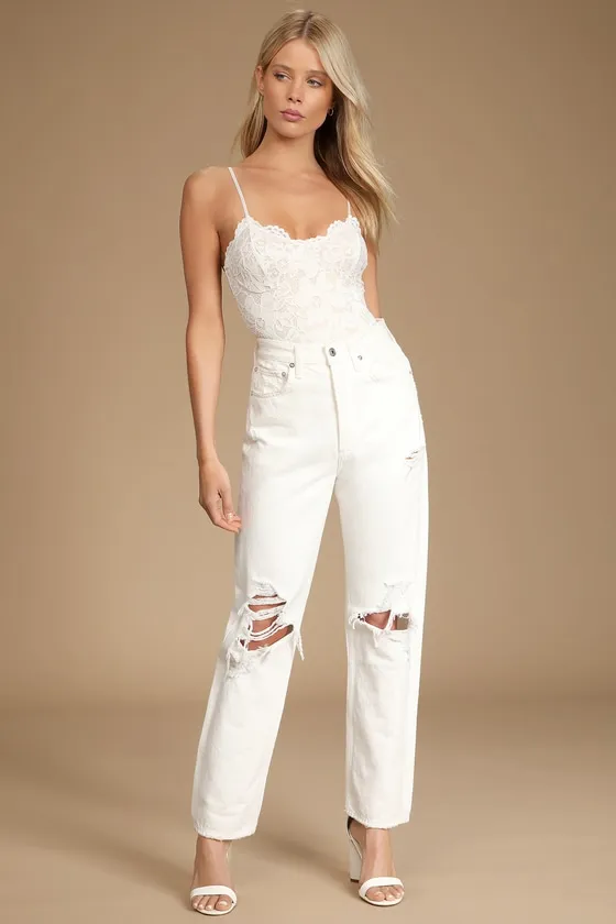 Midnight Romance Ivory Lace Bodysuit sold by Lulus product image thumbnail 2