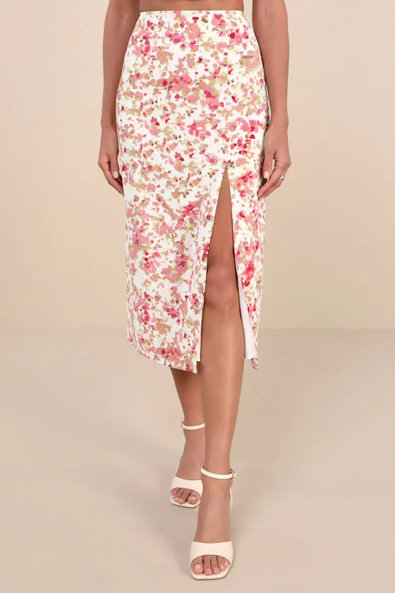 Mastered Elegance Ivory Multi Abstract Print Midi Skirt sold by Lulus product image thumbnail 2