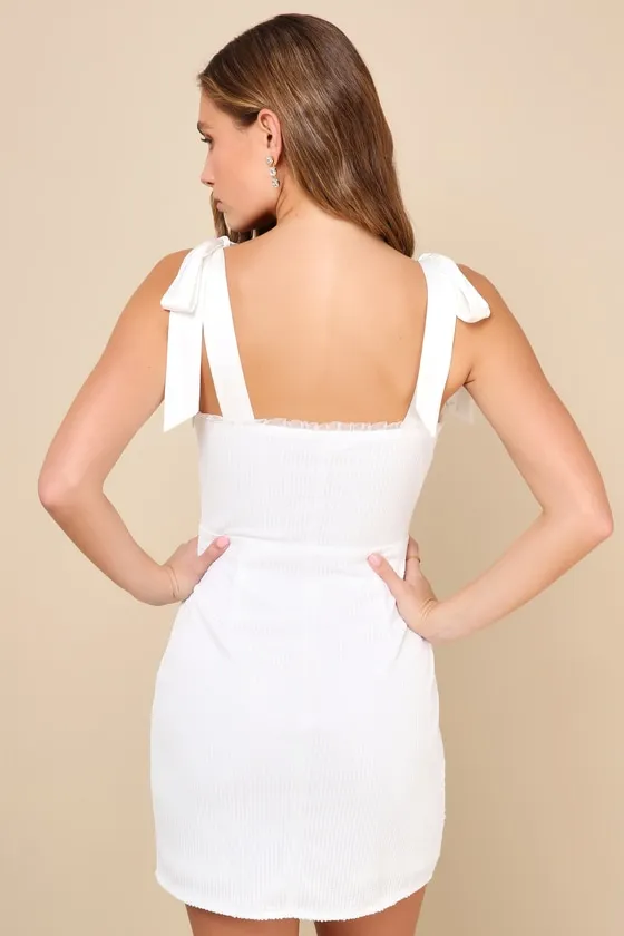 Glowing Intentions White Sequin Bustier Tie-Strap Mini Dress sold by Lulus product image thumbnail 3