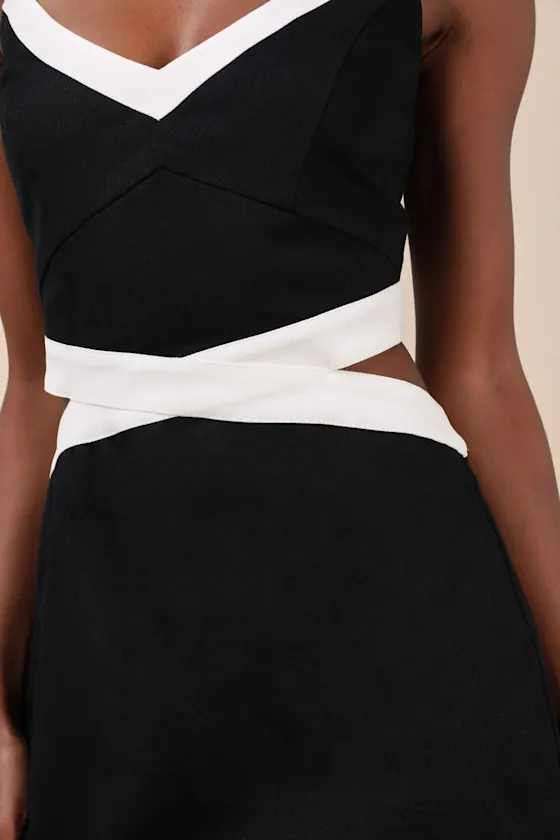 Nothing But Sweet Black Color Block Cutout Mini Dress sold by Lulus product image thumbnail 4