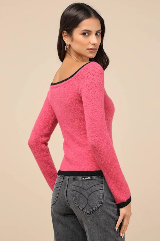 Rosy Posy Pink Off-the-Shoulder Sweater Top sold by Lulus product image thumbnail 2