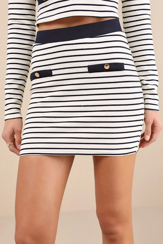 Uptown Aura Ivory Striped High-Waisted Mini Skirt sold by Lulus product image thumbnail 2