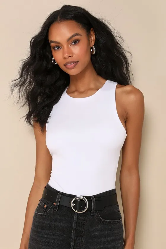 Always Original White Crew Neck Sleeveless Bodysuit sold by Lulus