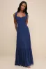 Truly Gorgeous Dark Blue Ruffled Bustier Tie-Strap Maxi Dress sold by Lulus