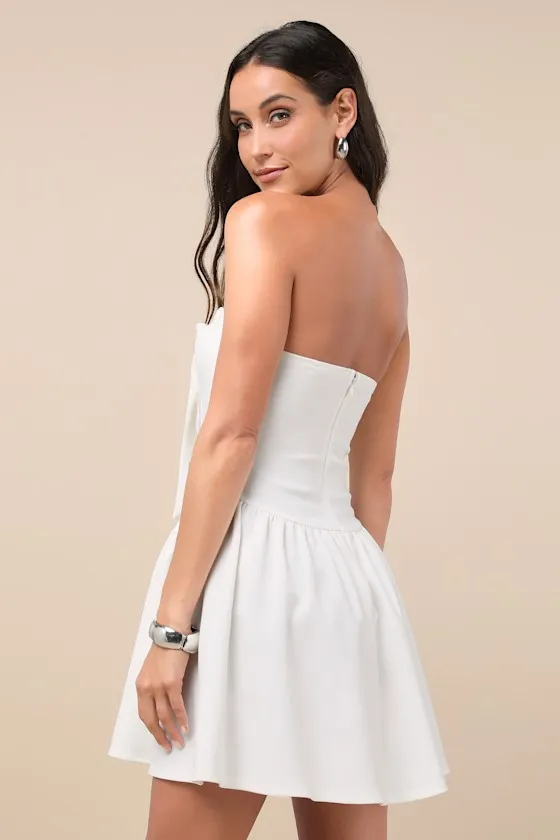 Infinite Allure White Strapless Lace-Up Drop Waist Mini Dress sold by Lulus product image thumbnail 3