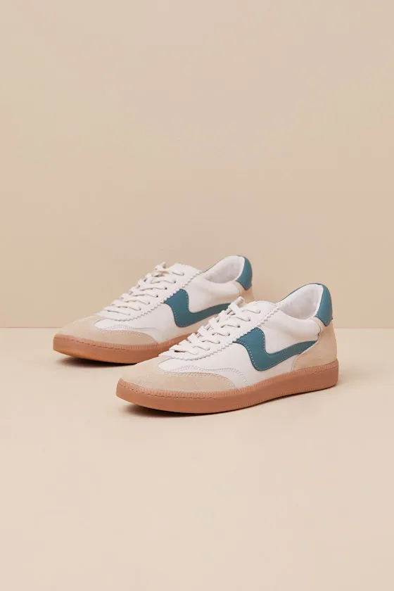 Notice White and Green Leather Color Block Lace-Up Sneakers sold by Lulus product image thumbnail 2