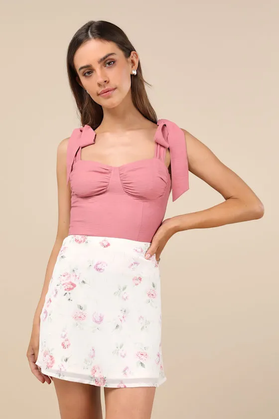 Gracefully Sweet Mauve Bustier Tie-Strap Tank Top sold by Lulus