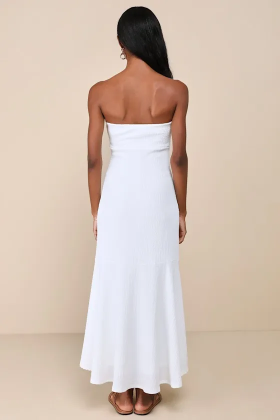 Darling Ways White Textured Strapless Midi Dress sold by Lulus product image thumbnail 3