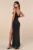 Luxe Endeavor Black Mesh Rhinestone Cowl Maxi Dress sold by Lulus
