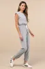 Comfy Passion Grey Short Sleeve Drawstring Lounge Jumpsuit sold by Lulus