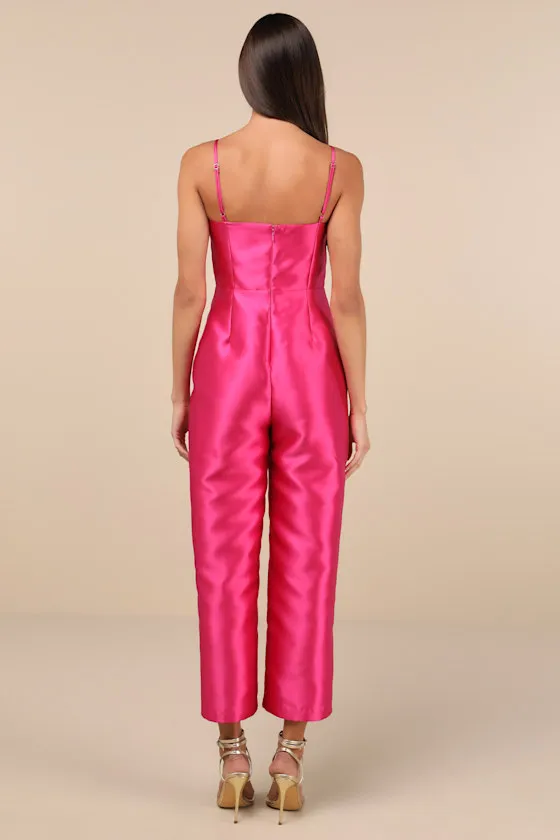 Contemporary Pose Hot Pink Taffeta Bustier Sleeveless Jumpsuit sold by Lulus product image thumbnail 2