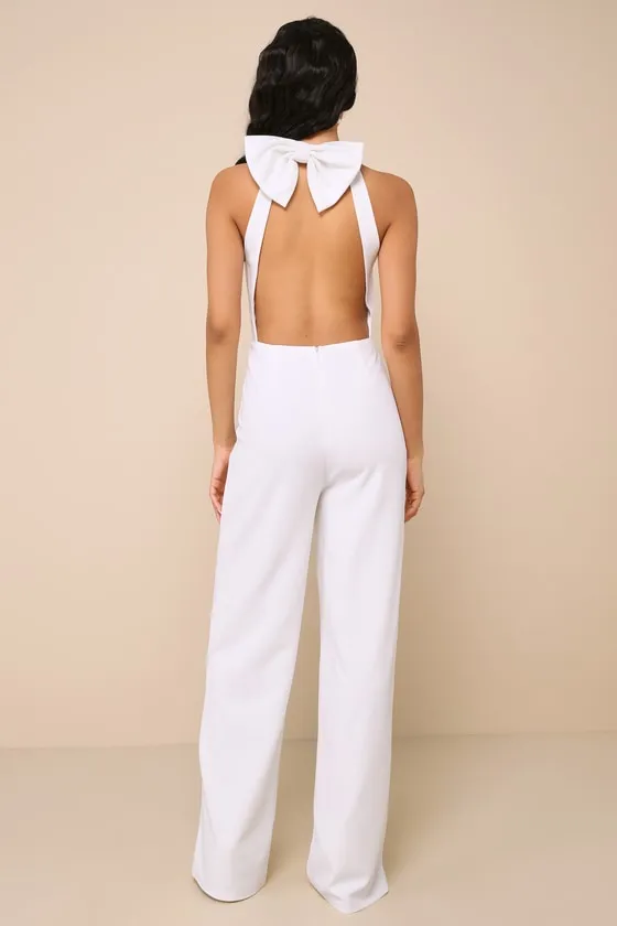 Striking Elegance White Cutout Backless Halter Jumpsuit sold by Lulus product image thumbnail 3