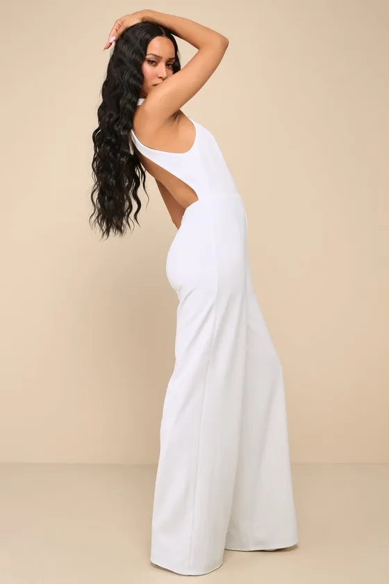 Striking Elegance White Cutout Backless Halter Jumpsuit sold by Lulus product image thumbnail 4