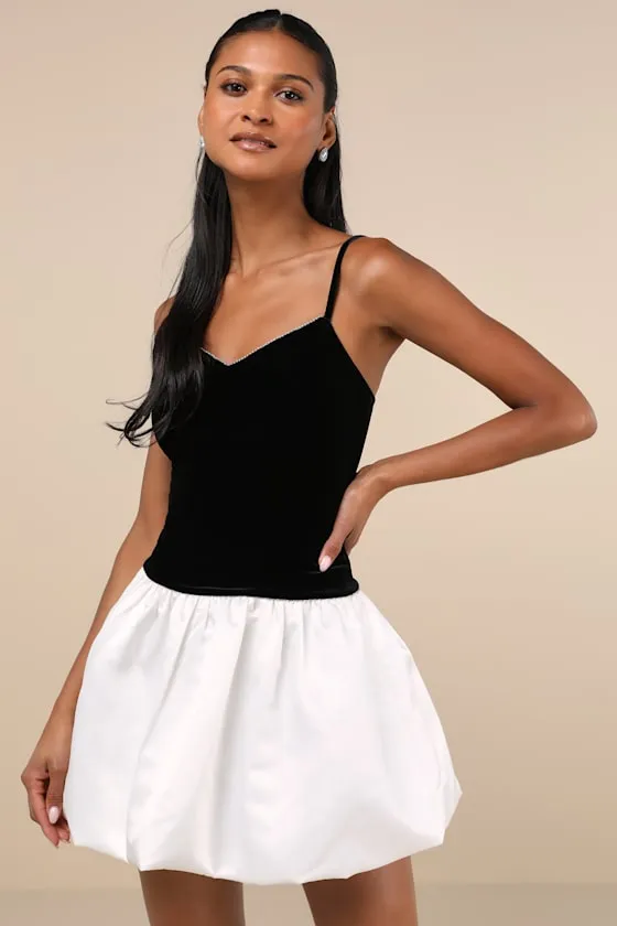 Fabulous Perception Black and White Velvet Mini Dress sold by Lulus