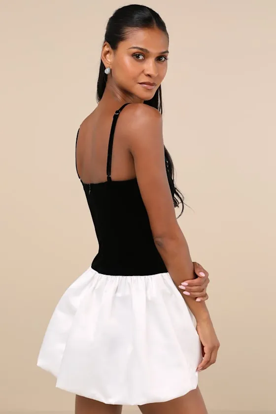 Fabulous Perception Black and White Velvet Mini Dress sold by Lulus product image thumbnail 3