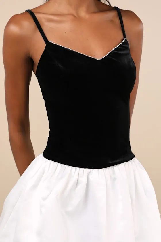 Fabulous Perception Black and White Velvet Mini Dress sold by Lulus product image thumbnail 4