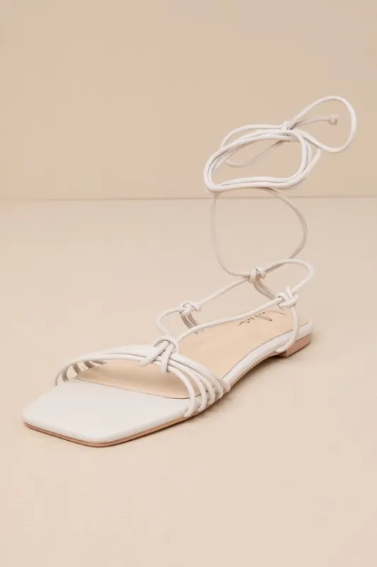 Brycin Bone Strappy Lace-Up Sandals sold by Lulus