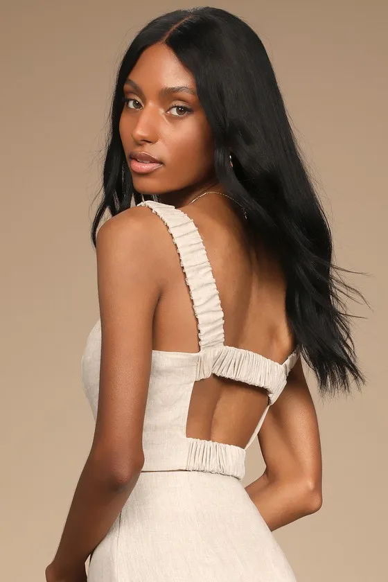Caught in Cannes Beige Cutout Cropped Tank Top sold by Lulus product image thumbnail 2