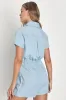 Saturday Satisfaction Light Blue Chambray Collared Romper sold by Lulus
