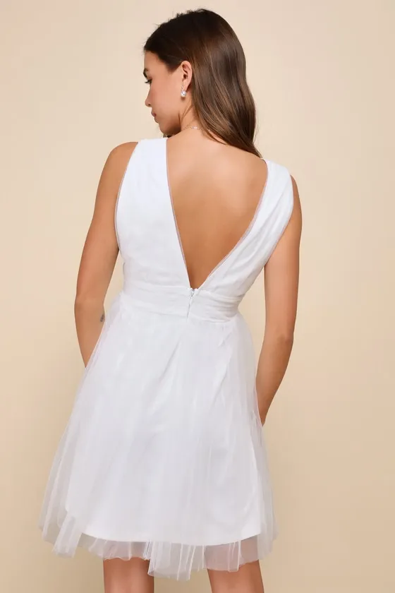 Heavenly Hues White Tulle Sleeveless Mini Dress sold by Lulus product image thumbnail 3