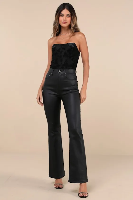 Iconic Beauty Black Velvet Floral Strapless Bodysuit sold by Lulus product image thumbnail 2