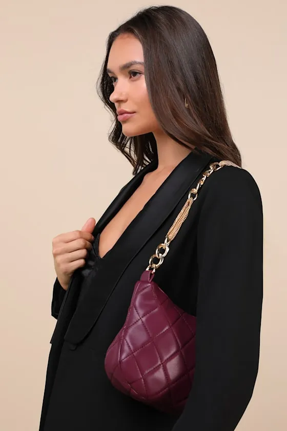 Going Out Plum Purple Quilted Shoulder Bag sold by Lulus product image thumbnail 2