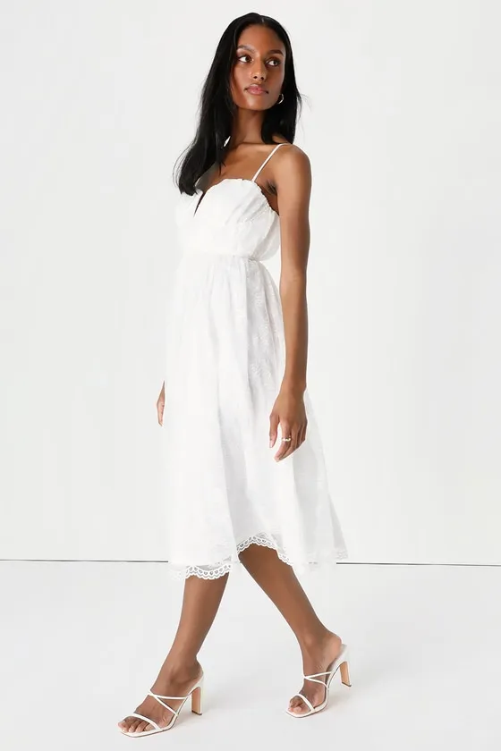 Dreamy Entrance White Lace Bustier Sleeveless Midi Dress sold by Lulus product image thumbnail 3