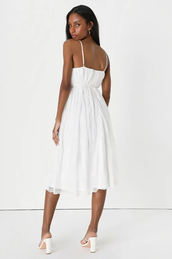 Dreamy Entrance White Lace Bustier Sleeveless Midi Dress sold by Lulus product image thumbnail 4