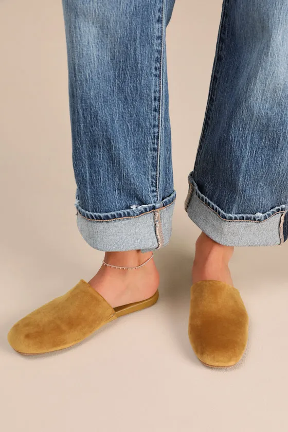 Pallenberg Gold Velvet Flat Mule Slides sold by Lulus product image thumbnail 3