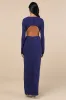 Flawless Esteem Royal Blue Long Sleeve Cutout Column Maxi Dress sold by Lulus