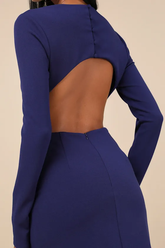 Flawless Esteem Royal Blue Long Sleeve Cutout Column Maxi Dress sold by Lulus product image thumbnail 4