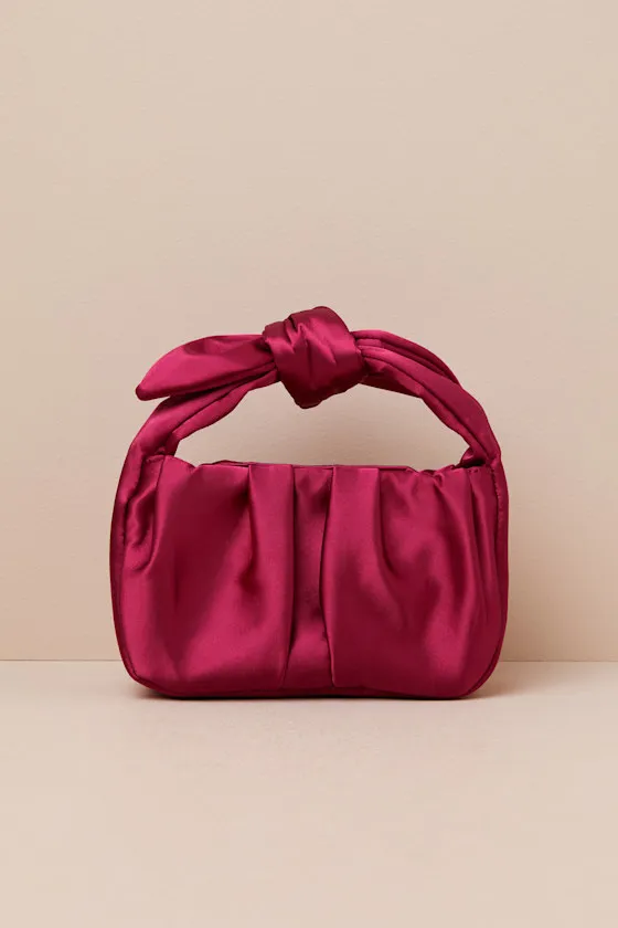 Essential Style Magenta Satin Knot Handle Clutch Bag sold by Lulus product image thumbnail 2