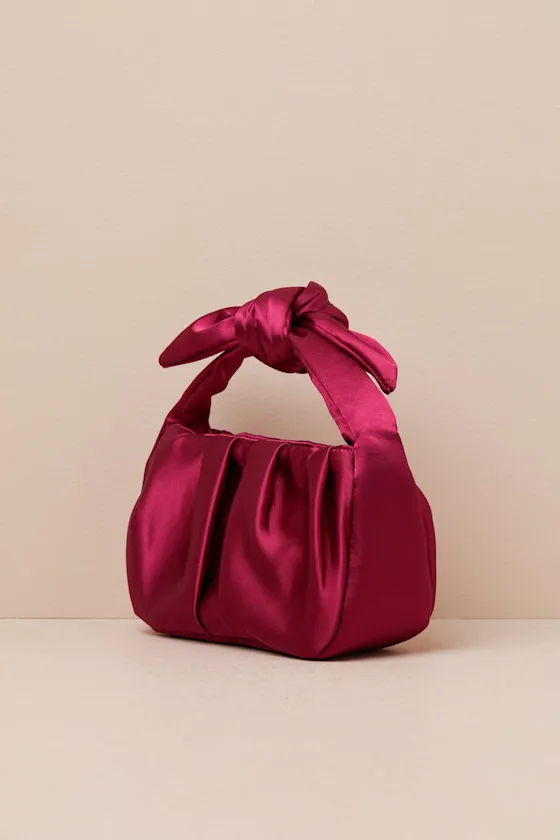 Essential Style Magenta Satin Knot Handle Clutch Bag sold by Lulus product image thumbnail 3